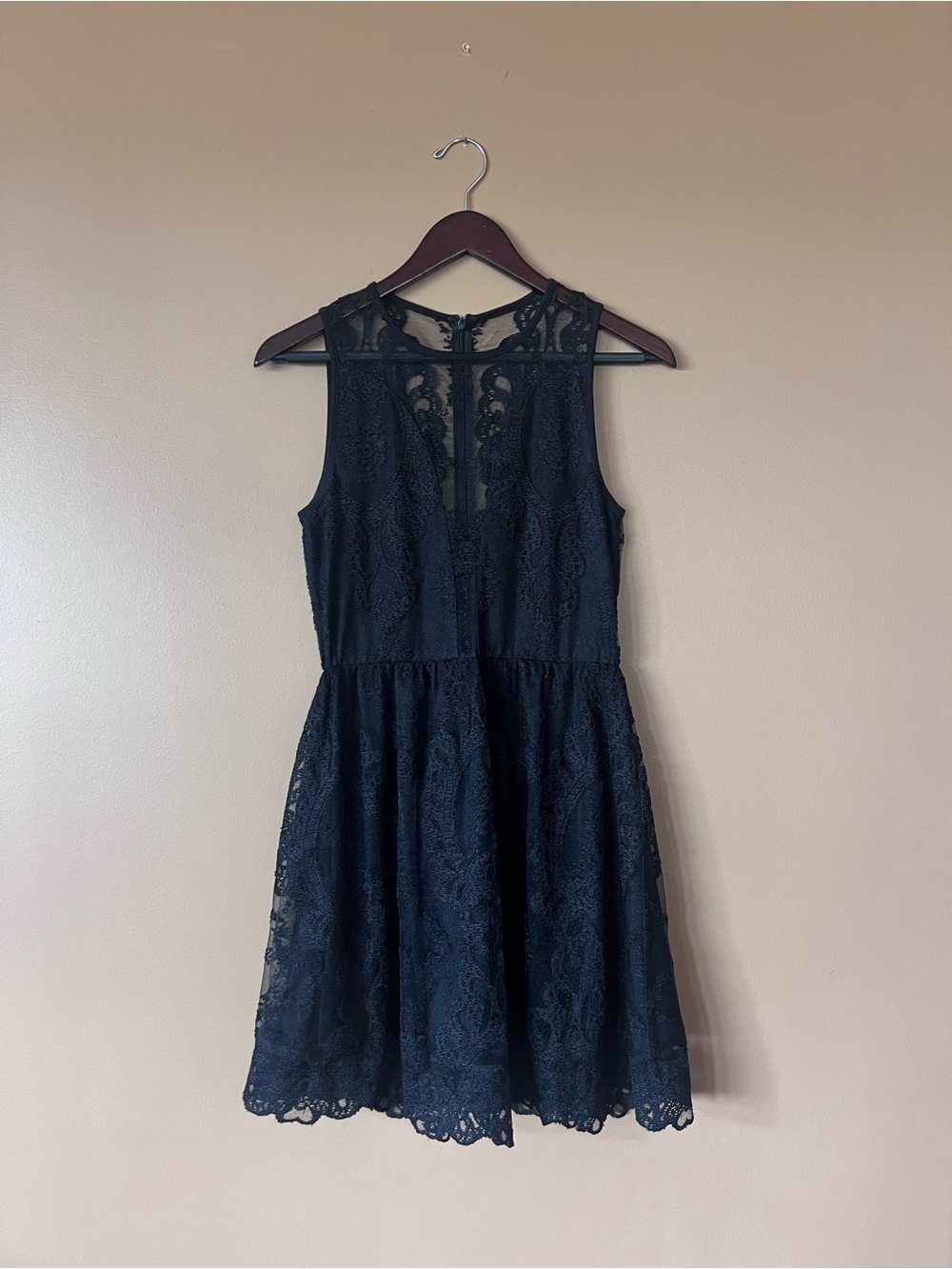 For Love & Lemons Black Lace Fit-and-Flare Mini Dress